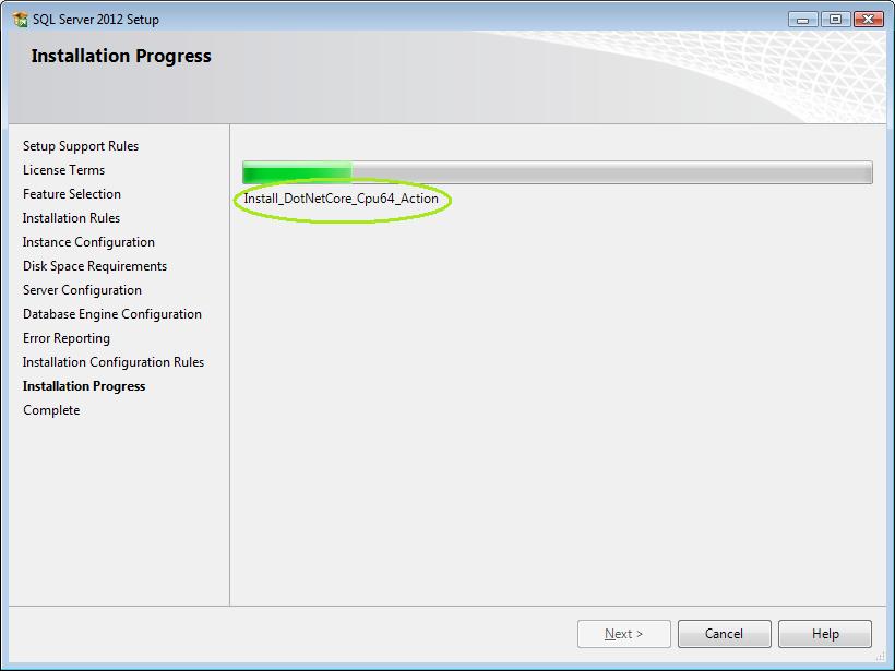 Progresso da instalação do SQL Server Express 2012